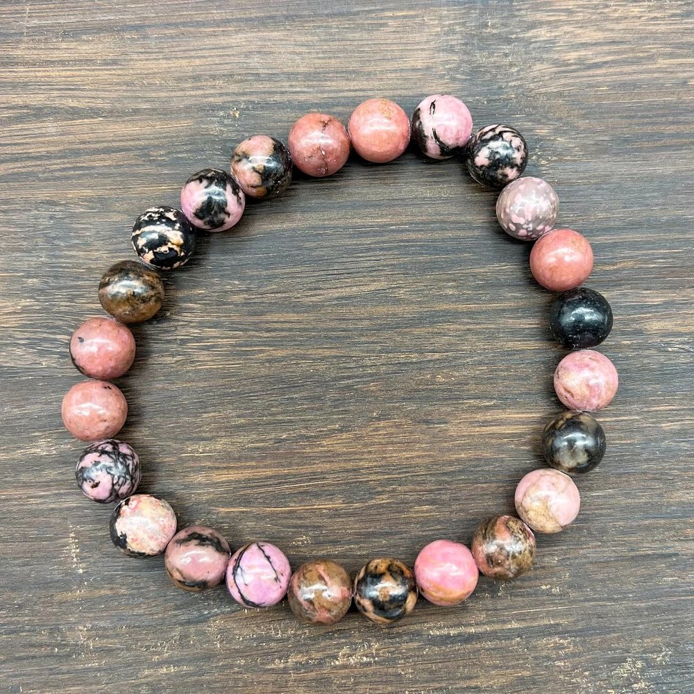 Rhodonite Gemstone Bracelet Handmade - Picture 4 of 5